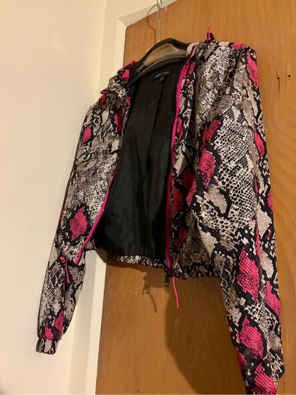 New Look Hot Pink & Black Snake Print Bomber Jacket